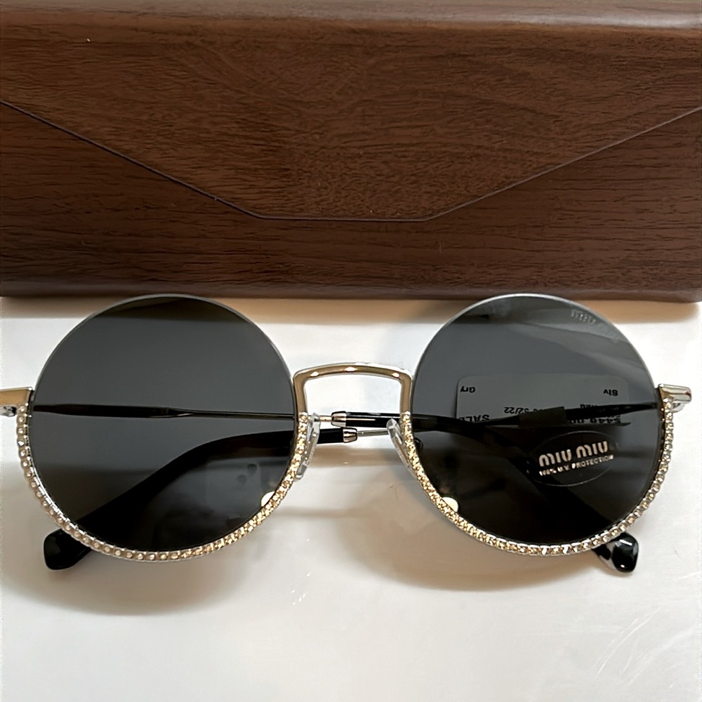 New Miu Miu MU 69US 1BC5S0 52/22 Core Collection Sunglasses Slv/Gry Generic Case